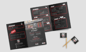 Boucherie Vidas Mockup - Dépliants et mini drapeaux